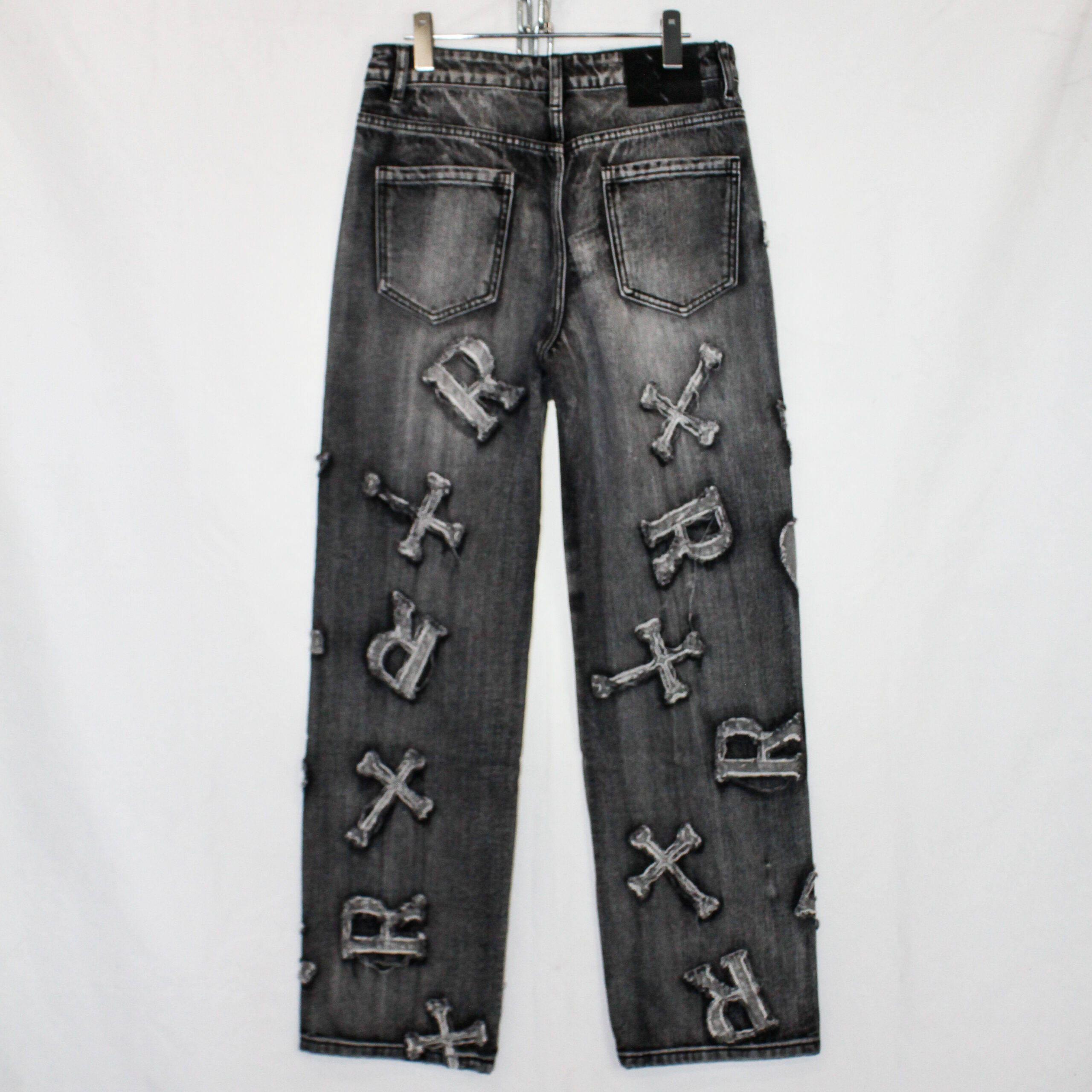 Washed Black Patch Jeans